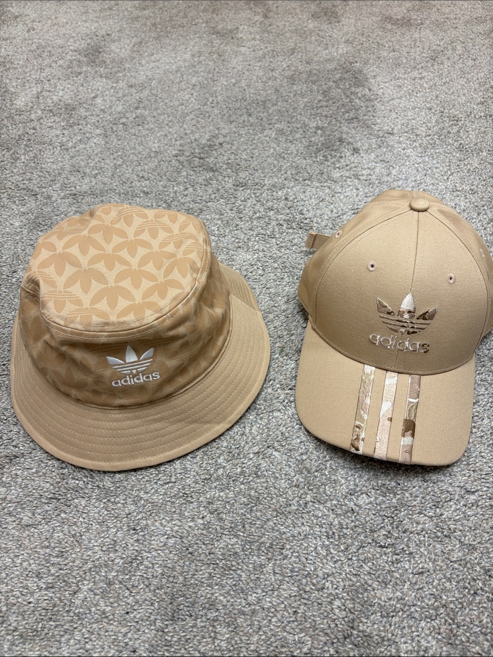 Bundle of 2 Adidas Tan Bucket Hat and Cap